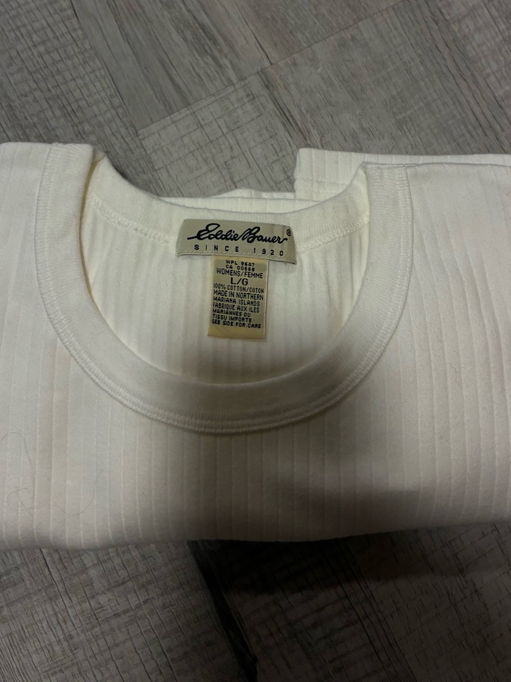 Eddie Bauer Women's Ribbed Crewneck Tee in Ivory White